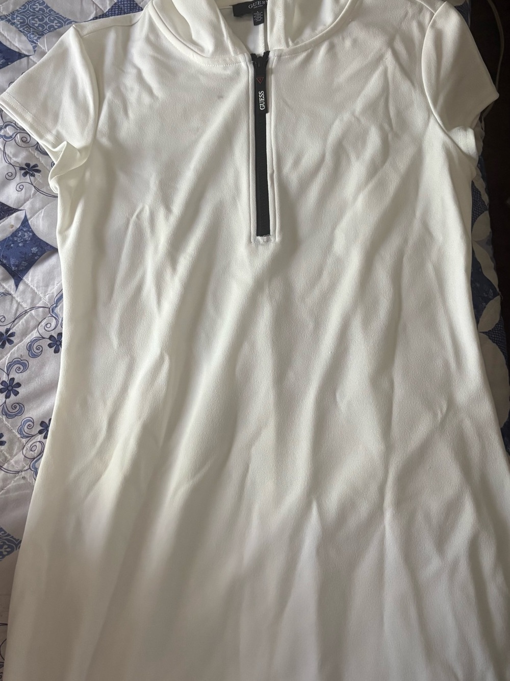 Guess White Hoodie with Black Zip Trim